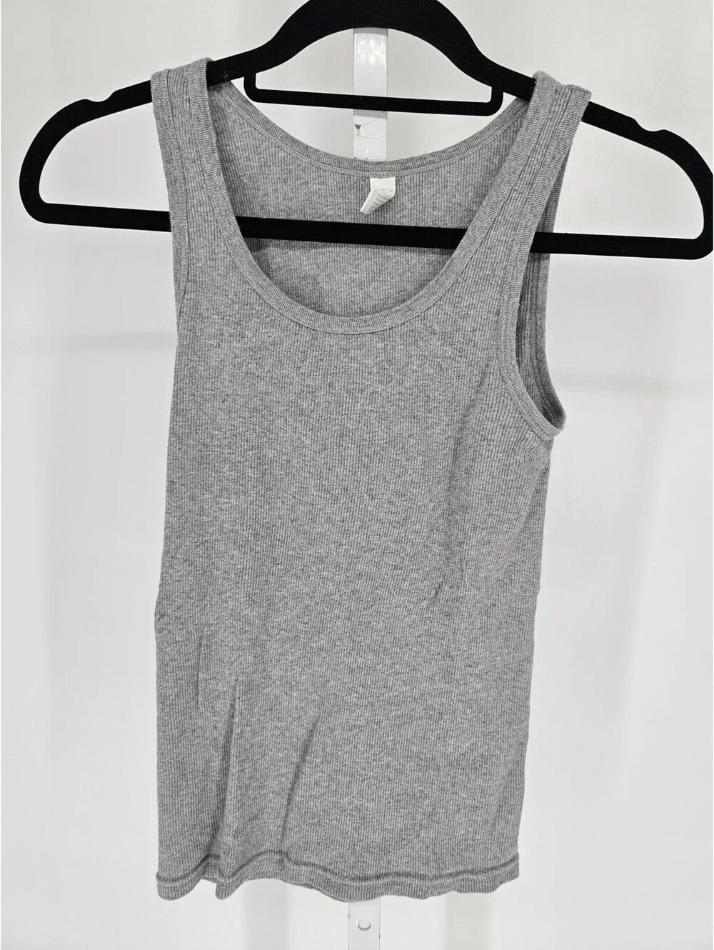 J Crew Womens Sz M 100% Cotton Ribbed Tank Top Solid Light Gray
